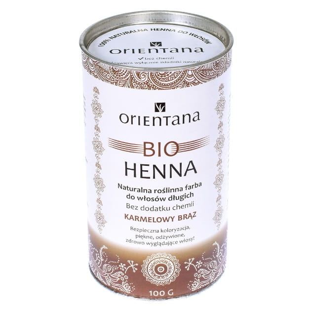 Naturalna Bio Henna do włosów długich karmelowy brąz 100 g ORIENTANA