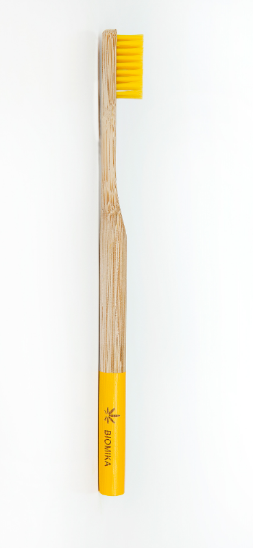 Naturalna Bambusowa Wegańska Szczoteczka do Zębów (Żółta Średnia)